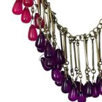 Coldwater Creek Necklace Earring Set Beaded Hot Pink Purple Gold 18/20” Length Photo 5