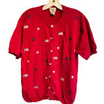 Vintage Teddi Embroidered American Themed Sweater‎ Red Size XL Photo 0