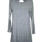 Loft  gray speckled textured open back long sleeve rib knit sweater dress M NEW Photo 7