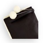 Carlos Santana new 𒀭Vegan Leather Faux Fur Pom Pom Clutch Handbag Bag 𒀭Black Photo 2