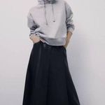 ZARA Faux Leather A-line Midi Skirt with Front Slit Photo 0