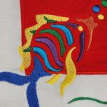 Nikki Womens Embroidered Fish Top Size L White with Multicolored Fish Size L Photo 4