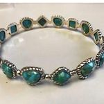 Silpada Turquoise Pools Sterling Silver Turquoise Bangle Bracelet B3218 NIB Photo 3