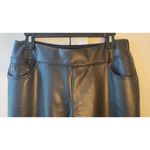 Belle Kim Gravel Faux Leather Front / Ponte Back Pants Women size 12 Black Photo 1