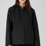 Eileen Fisher Bone Silk Habutai Quilted Short Jacket Size Medium Photo 0