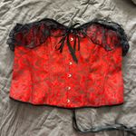 red black Jacquard baroque Lace Trim Off Shoulder Corset Top Bustier corset 3XL Size 3X Photo 2
