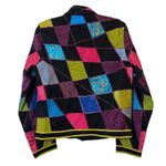 Life Style Womens Black Green Blue Pink Patchwork Vintage Artistic Jacket Size S Photo 6