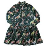 J.Crew NWT Shirtdress in Navy Saffron Giraffes Tiered Hem Fit Flare Dress XS Photo 0