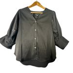 Fifteen Twenty NWOT  Elegant Black V-Neck Blouse With Bell Sleeves Photo 0