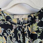 Loft Women's Long Sleeve Navy Floral Paisley Design Flutter Sleeves Blouse Sz XS Photo 6