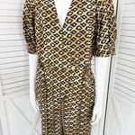 Scotch & Soda Jumpsuit Leopard Animal Print Puff Sleeve Utility Tan Black Medium Photo 7
