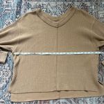 Aerie  Tan Beige Ribbed V-Neck Oversized Sweater Women’s Size XS Photo 6