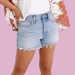 Madewell  Relaxed Denim Short In Light Wash Blue w Zipper Fly, Raw Fray Edges Hem Photo 5