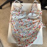 Time and Tru White Floral Bikini 2 Piece Bathing Suit High Waist Beach Pool‎ L Size L Photo 3