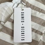 Saints + Secrets NWT  Cotton Tan & White Striped Wrap Mini Dress in Small Photo 8