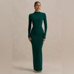 Elegant Dark Green Maxi Dress Size 4 Photo 1