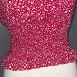 Abound  Pink/White Floral Short Sleeve V-Neck Elastic Waist Crop Top XS Photo 2