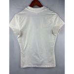 Old Navy  Womens White Stretch V-Neck Polo Shirt Medium Cotton Blend Photo 3