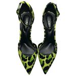 Jessica Simpson  Women’s Sz 7 Green Black Leopard Satin Foxena Ankle Strap Heels Photo 2