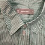 Everlane  Button Down Cotton Oversized Pinstripe Shirt Mint Green Size 8 Photo 8