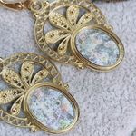 14K 14KT 585 Yellow Gold Ladies Oval Slab? Earrings Photo 6