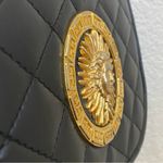 Vintage Unbranded Black Quilted Leather Medusa Sunburst Medallion Crossbody Bag Photo 13