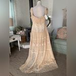 Elegant Cream Lace Wedding Dress gown costume vintage classic style flowy boho Tan Size 16W Photo 4