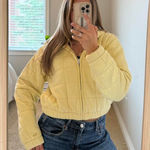 TNA Mega Quilted Butter‎ Yellow Cozy Fleece Jacket Fall Winter Warm Medium Photo 0