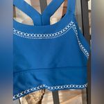 SoulCycle  sports bra embroidered contrast stitch tank criss cross back navy Photo 4