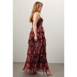 Hutch  Nalina Wine Red Floral Tiered Sleeveless Formal Maxi Dress 14 Photo 1