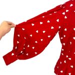 Unique Vintage Gwen Red White Heart Print Blouse Puff Sleeve Size Large Photo 5