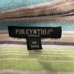 For Cynthia Woman Blue Green Cream Stripe Button Down Shirt Jacket Shacket 1X Photo 4