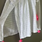Aerie  White Striped Oversized Drawstring Beach/Pool V-Neck Coverup w/ Slits-XS-S Photo 2
