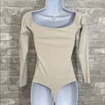 Babaton  Beige Long Sleeve Bodysuit Photo 1