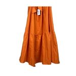 Cider NEW Boho Ruffled Sleeveless Tie Back Midi V Neck Tiered Dress M Orange #3116 Photo 8