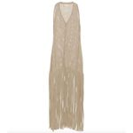 Adriana Degreas Tricot Fringe Maxi Dress Beige Womens Size Large Photo 7