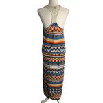 Love Crochet Knit Racer Back Maxi Dress M Multicolored Geometric Stretch Summer Blue Size M Photo 4