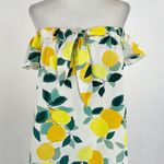 Who What Wear Lemon Print Tie Front Off The Shoulder Shirt Size Medium Photo 7