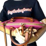 Dooney & Bourke DOONEY BOURKE Pink Tumbled Leather Dome Shaped Brown Top Handle Shoulder Bag Photo 6