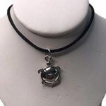 Handmade Hand Crafted Necklace Silver Turtle Black Silk #4 Photo 0