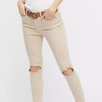 Free People  Ripped High Rise Distressed Tan Skinny Jeans 27R Photo 0
