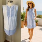 Loft Petites Blue White Striped Sleeveless Tunic Dress | Coastal Resortwear MP Photo 1