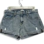 We Wore What Jean Shorts Whiskered Cuffed Hem Mid-Rise Fit Distressed Blue 24 NWOT Photo 0
