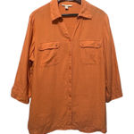 JM Collection Womens Tunic Button Top 14W Orange Linen Coastal Beach Resort Photo 0