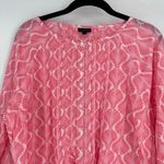 Talbots  Women's‎ Button Up Pleated Coastal Pink Blouse Top Size L Cotton Beach Photo 3