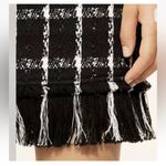 Tory Burch  Marisol Mini Tweed Skirt Holiday Black Stitch Plaid Fringe 8 Fall Photo 2