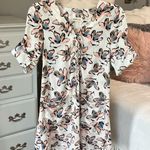White Floral Mini Dress Pockets Silky Womens Medium Faithful & True Boutique Size undefined Photo 0