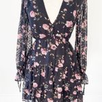 Lulus Lulu’s Fleur-ty Girl Black Floral Print Long Sleeve Babydoll Dress NWOT | XS Photo 3