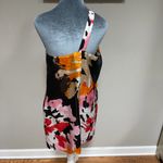 Vintage haven 100% silk bold watercolor asymmetrical midi sheath dress S pockets Pink Photo 3