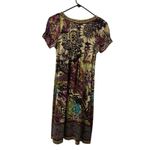 iCE Women's Size 4 Short Sleeve Beaded Paisley Floral Print Dress Purple Photo 3
